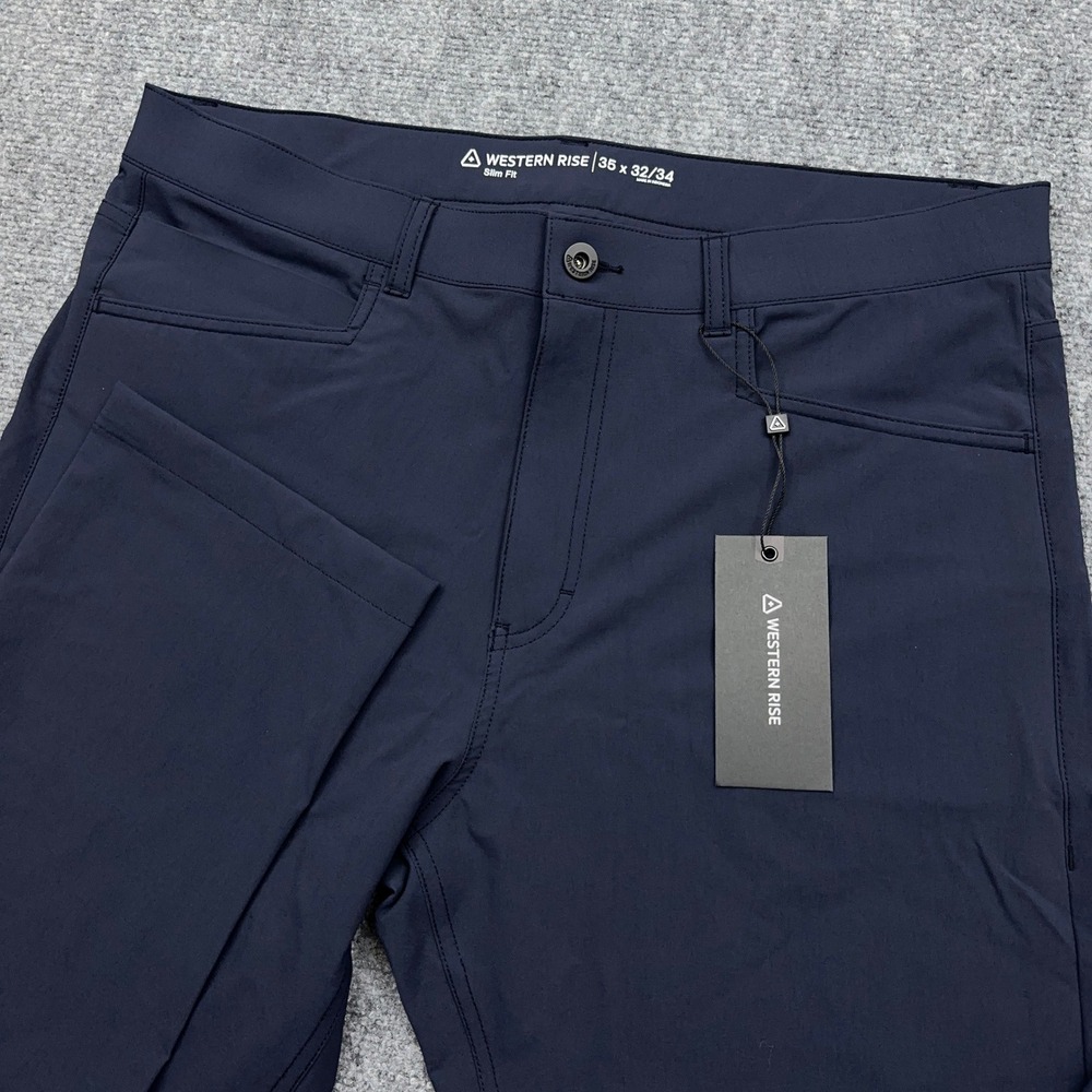 NEW Western Rise Evolution Pant Slim Men's 35x32 Navy 4-Way Stretch Tech Chino